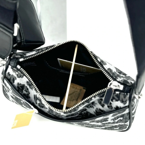 Michael Kors Jet Set Medium Leopard Logo Crossbody Bag W Case for Apple AirPods - Picture 7 of 11